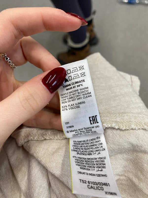 Lovely m&s beige linen wrap dress UK 16 LB005