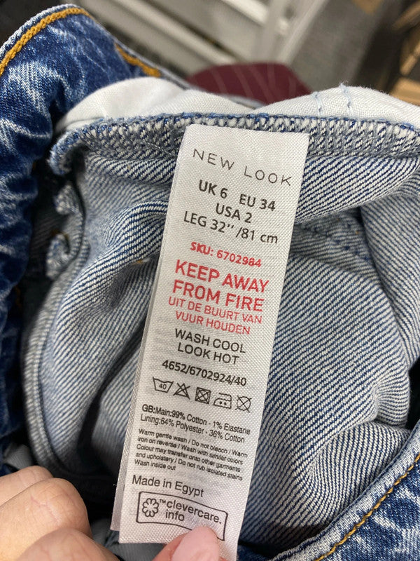 Lovely new look tori mom jeans blue UK 6 JS004