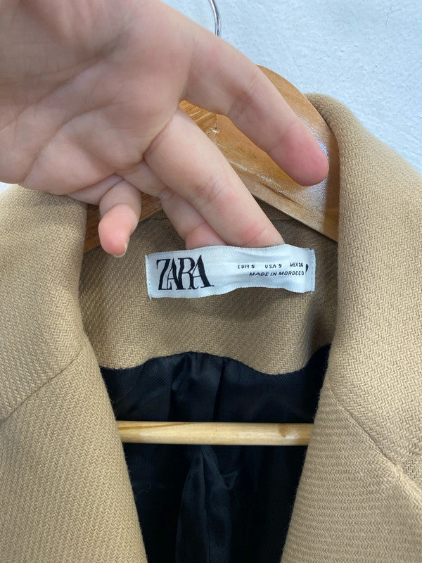 Zara Stylish Tan Overcoat Size S JM005