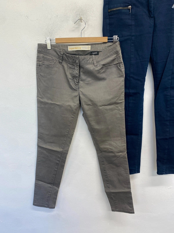 Lovely duo of next super skinny jeans navy grey UK 10 SW001
