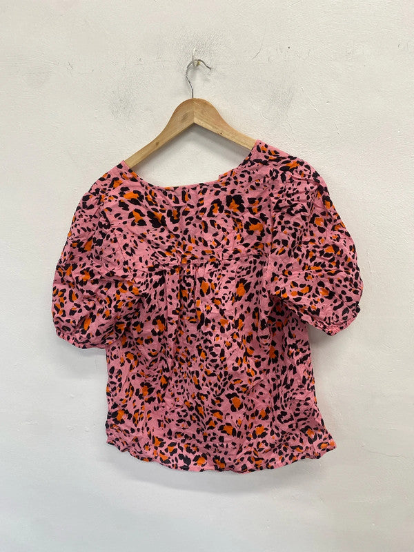 Lovely M&S pink leopard blouse UK 14 LW005