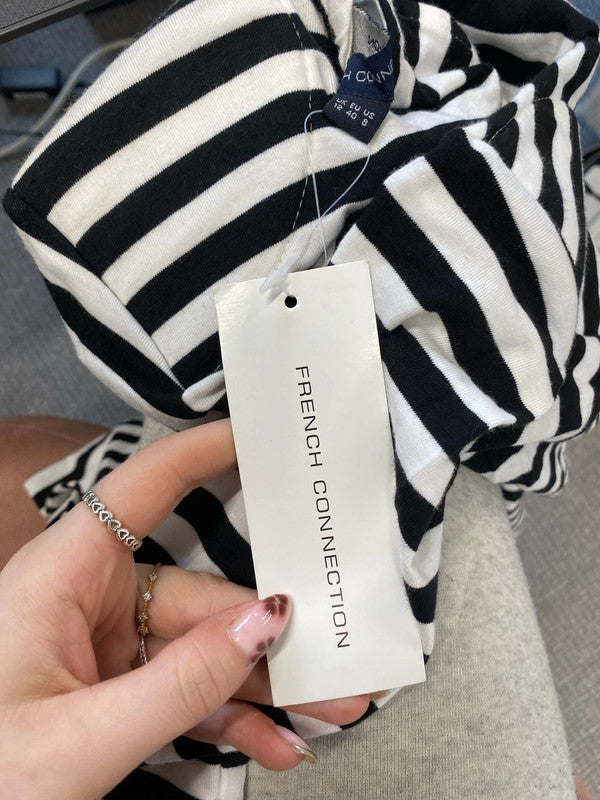 Lovely French connection stripe black white dress new with tags UK 12 NN001