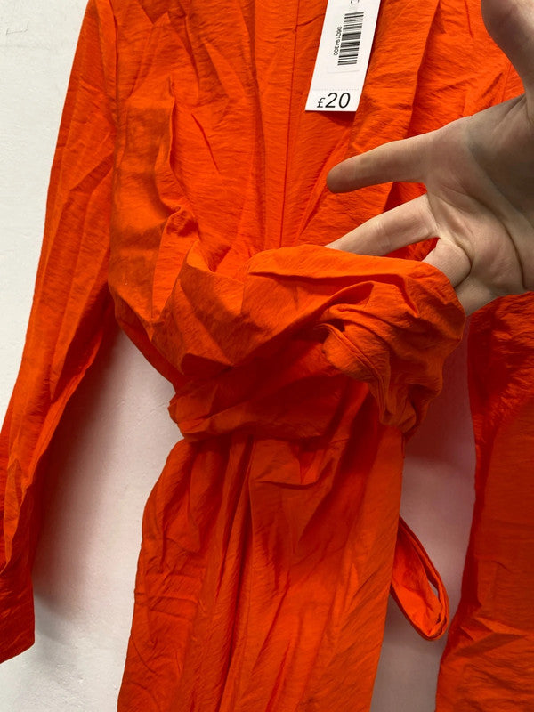 Fabulous George Bright tangerine orange midi occasion dress Uk16 EC003