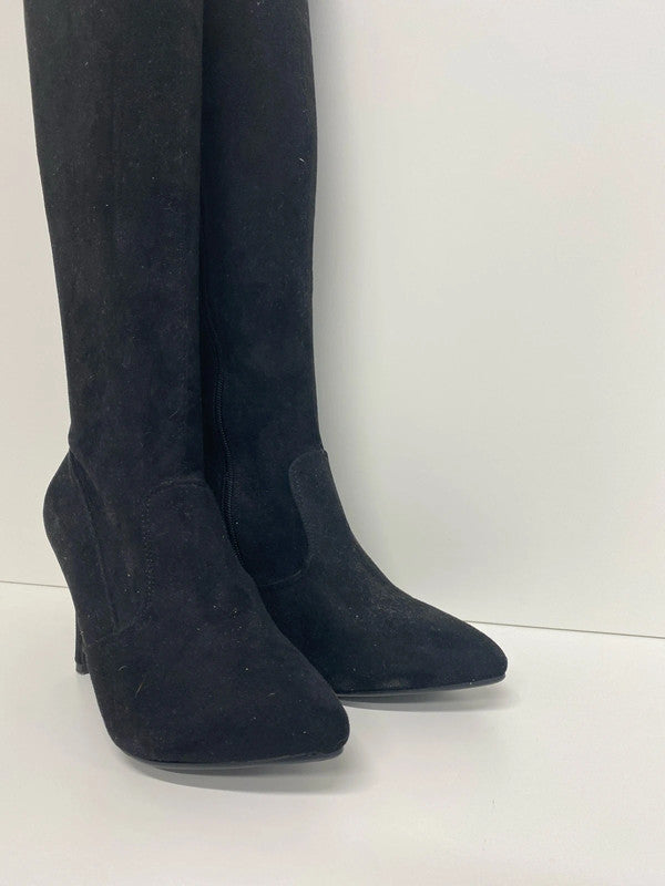 Stunning C’m Paris over the knee faux suede black boots Uk7 KM005