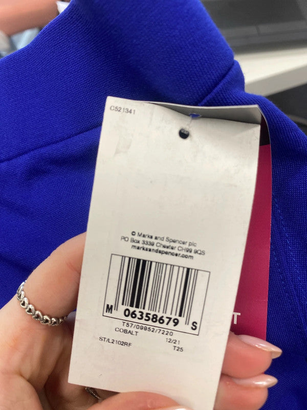 Lovely Marks & Spencer blue mini skirt office vibe UK 12 LW005