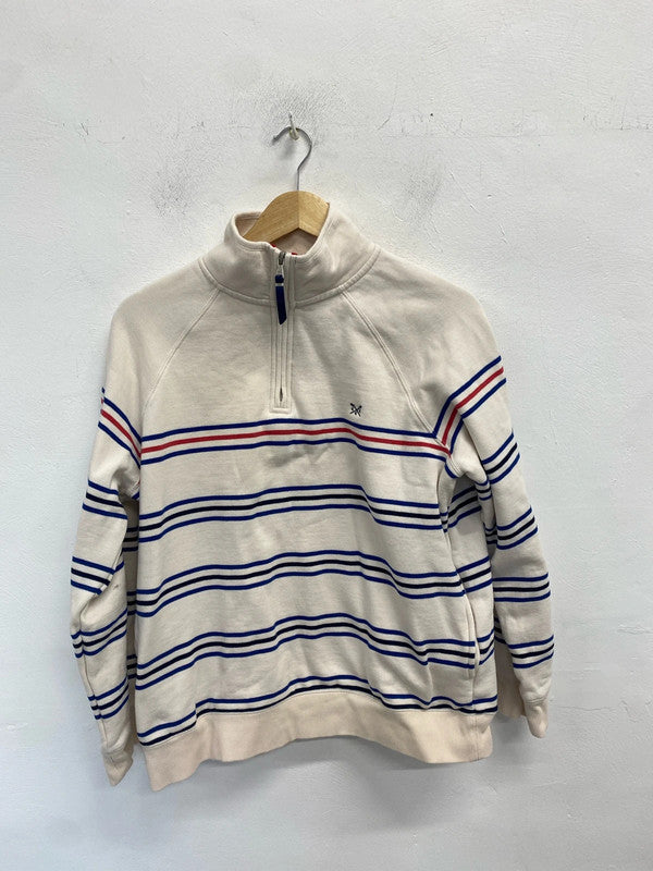 Lovely crew clothing company striped 1/4 zip jumper UK 16 LG006