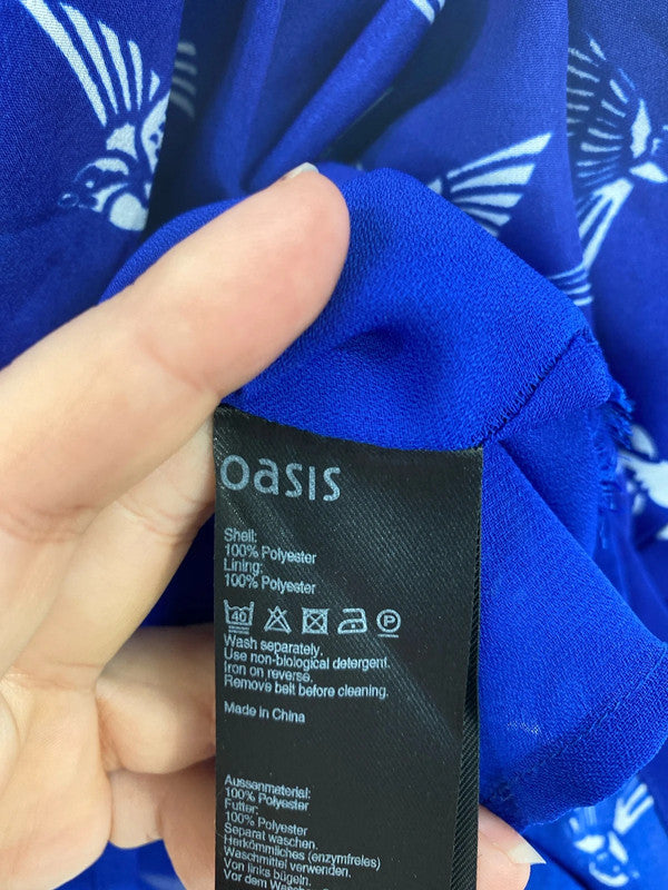Oasis Stylish Blue Bird Pattern Mini Skirt UK 14 NN001