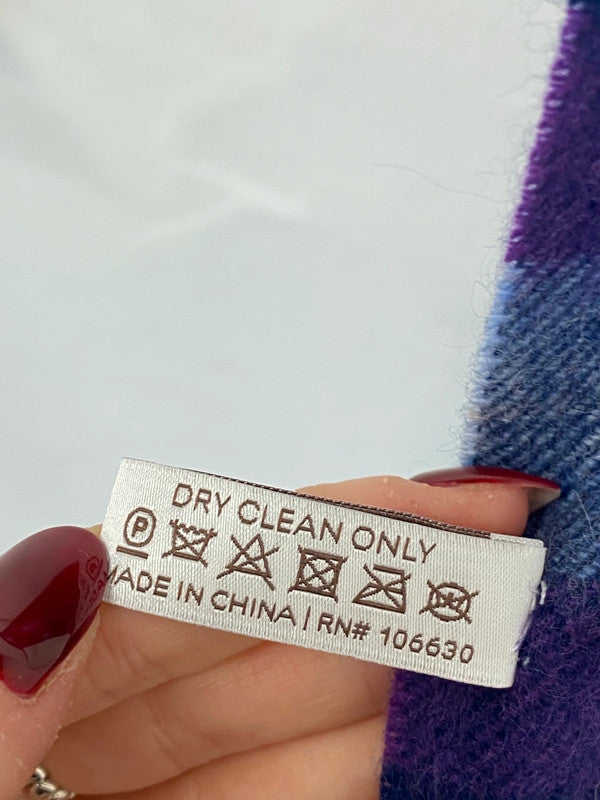 Lovely enya montamari purple checked 100% cashmere scarve UK one size WLH01