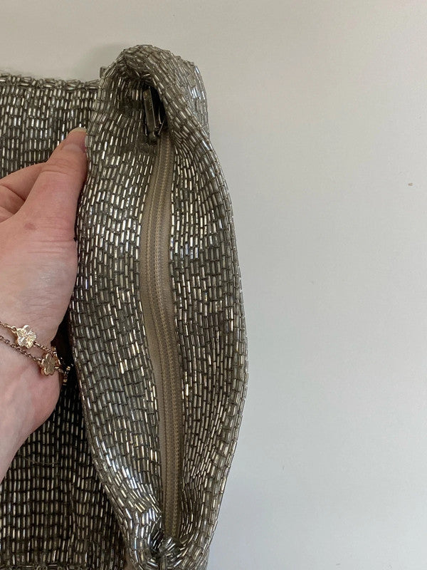 Accessorize Fabulous Silver Beaded Clutch NC001