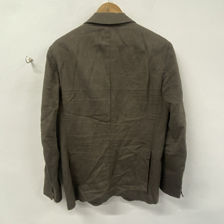 Empresa Linen Jacket Men’s 40” Brown Herringbone Tan 50 Made In Italy FE001