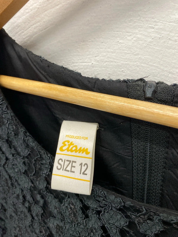 Fabulous lace fit & flare dress vintage 1990’s Uk12 black party MM005