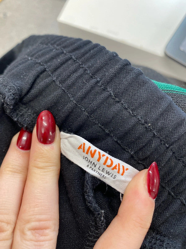 Lovely John Lewis black green side stripe trousers UK L LB004