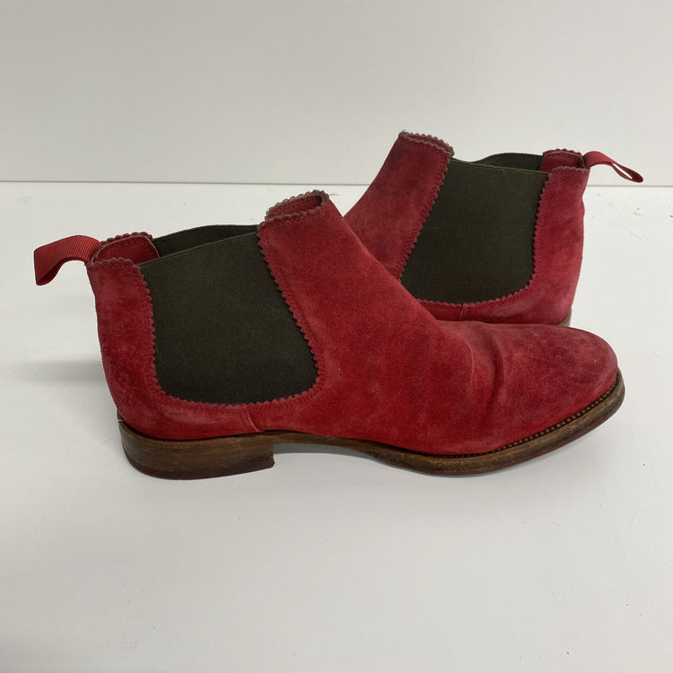 Gorgeous Red Suede George’s Chelsea Boots UK4 36 Super Soft Handmade SS002