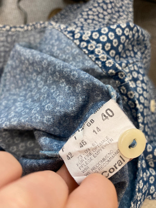 Lovely Betty Barclay blue denim daisy print shirt UK 14 MM005