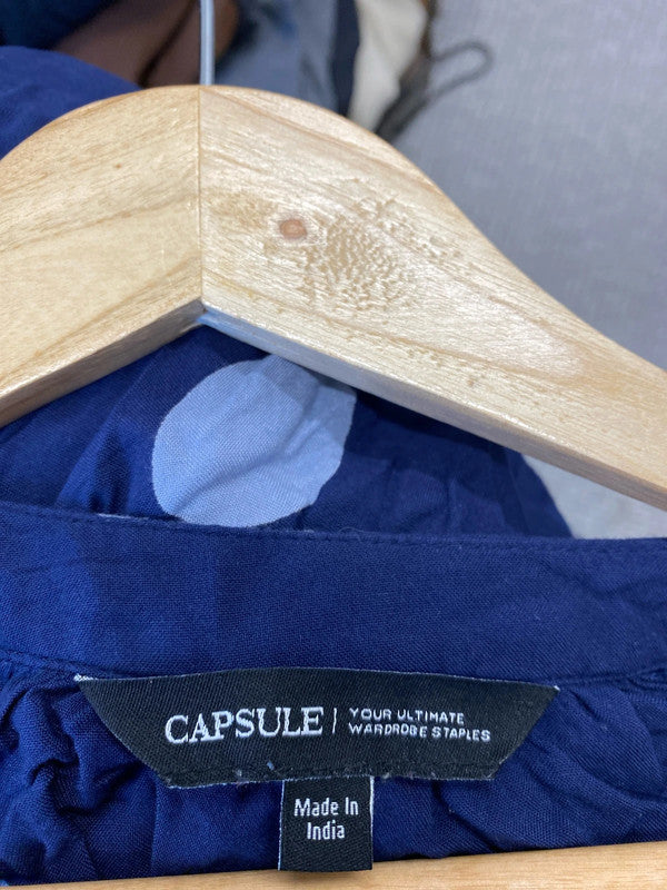 Fabulous Capsule artsy blouse tunic Uk26 Navy & blue IM001