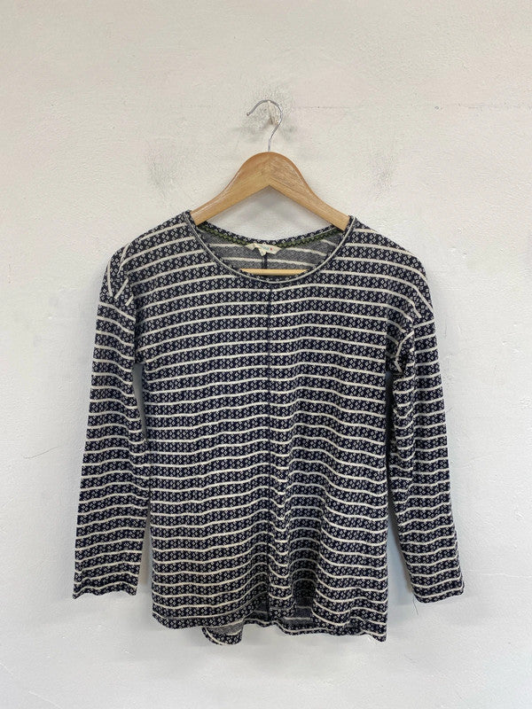 White Stuff Boho Navy & White Light Weight Jumper UK 8 MM005