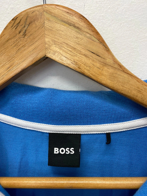 Fab Baby Blue polo shirt Pure cotton UkXL Mens Hugo Boss Black Label AT001