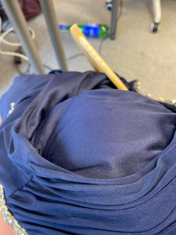 Fabulous JS boutique Navy embellished Maxi dress Uk16 LG006