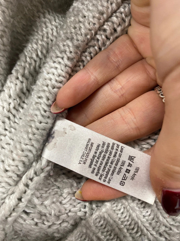 Lovely george grey knit thick roll neck poncho UK XL RG021