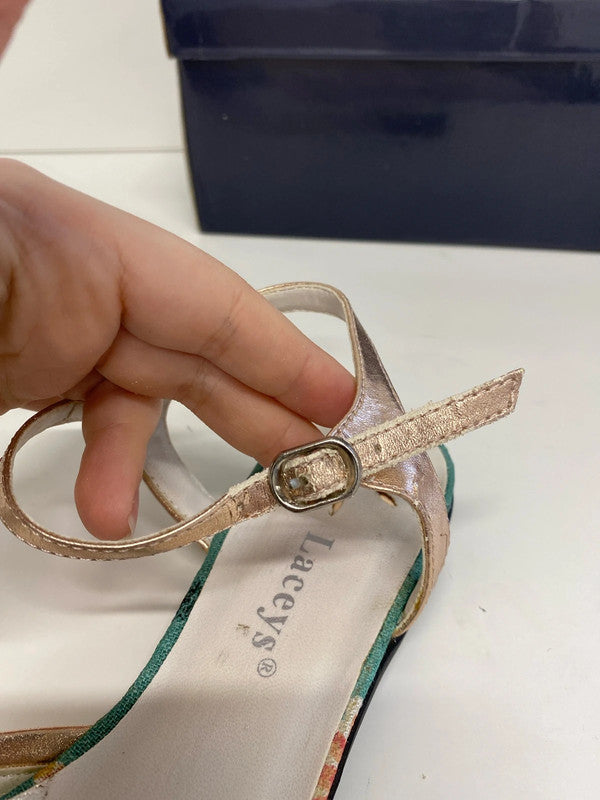 Laceys & M&S Fabulous Turquoise Floral Flats & Matching Clutch UK 4 AT001