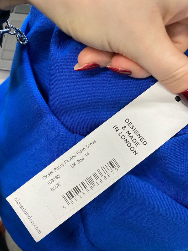 Lovely closet London blue midi dress nwt UK 14 KN003