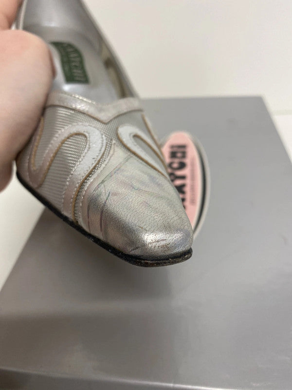 Saatchi Glamorous Silver Iridescent Mesh Heels UK 6 KM005