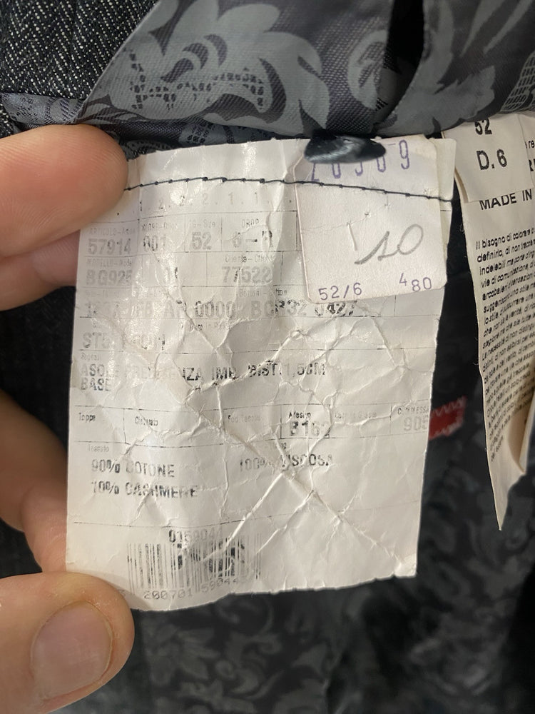 Empresa Cotton Cashmere Blazer 52 42” Grey Herringbone Made In Italy FE001