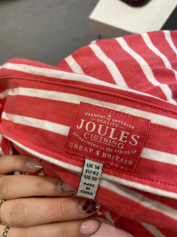 Lovely joules pink white stripe long sleeve top UK 14 NN001