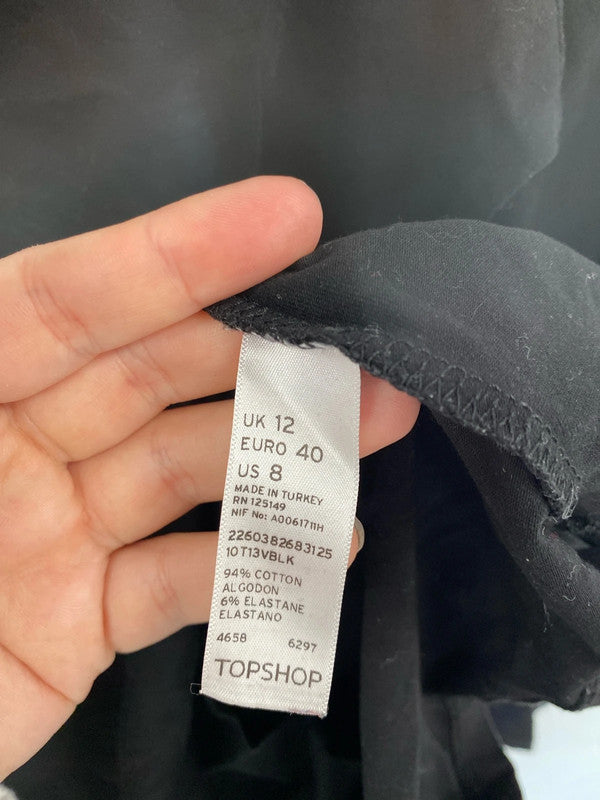 Topshop Sleek Black Mini Dress UK 12 NN001