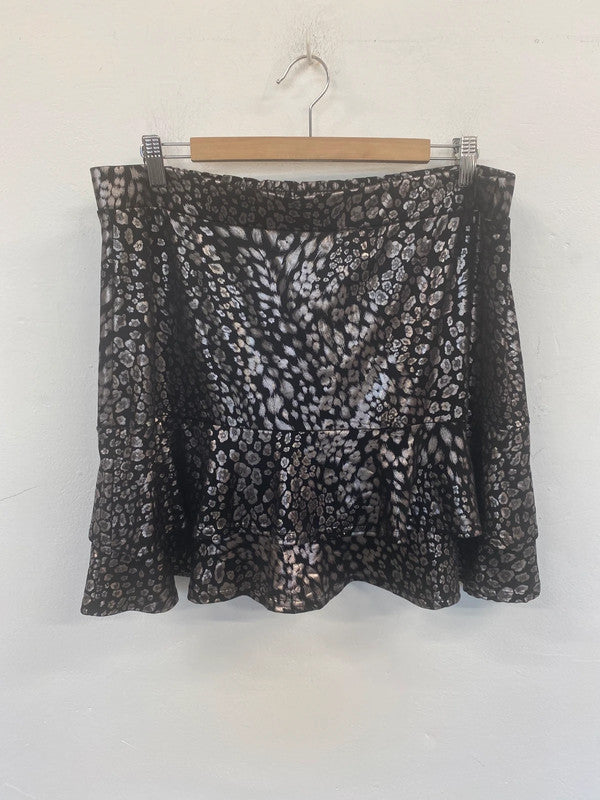 Oasis Chic Metallic Animal Print Mini Skirt Size XL MD002