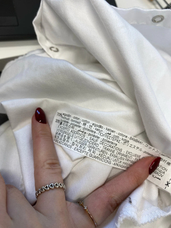 Lovely Zara denim white black trim shirt UK L JB001