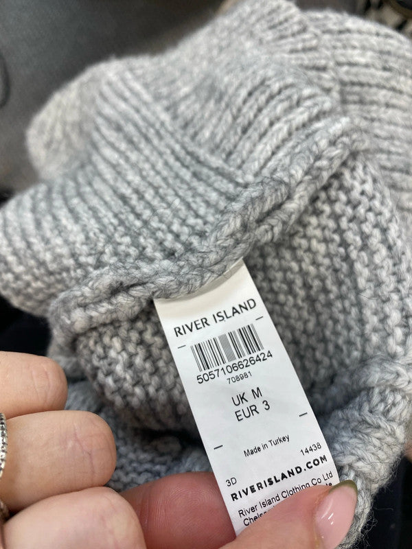 Stunning river island grey knit longline sweater UK M GW001