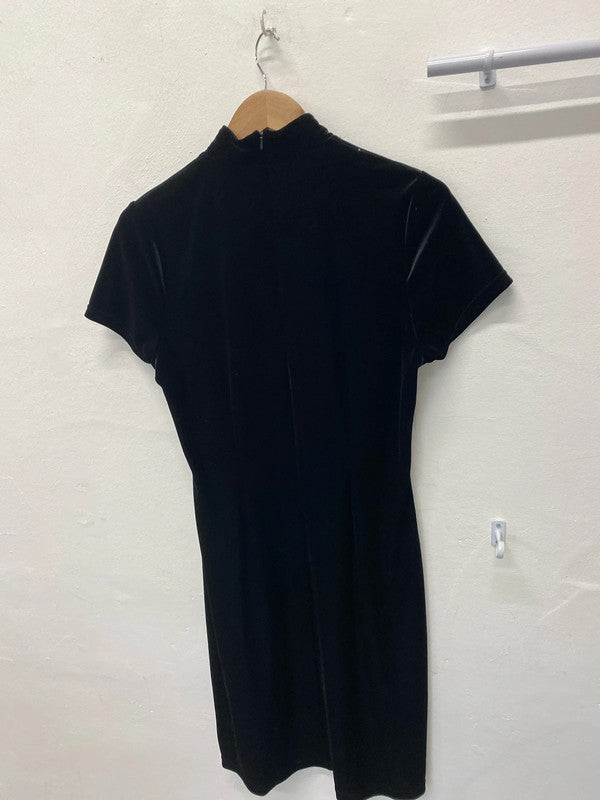 Fabulous oriental style mini black dress Uk12 Vintage George MM005