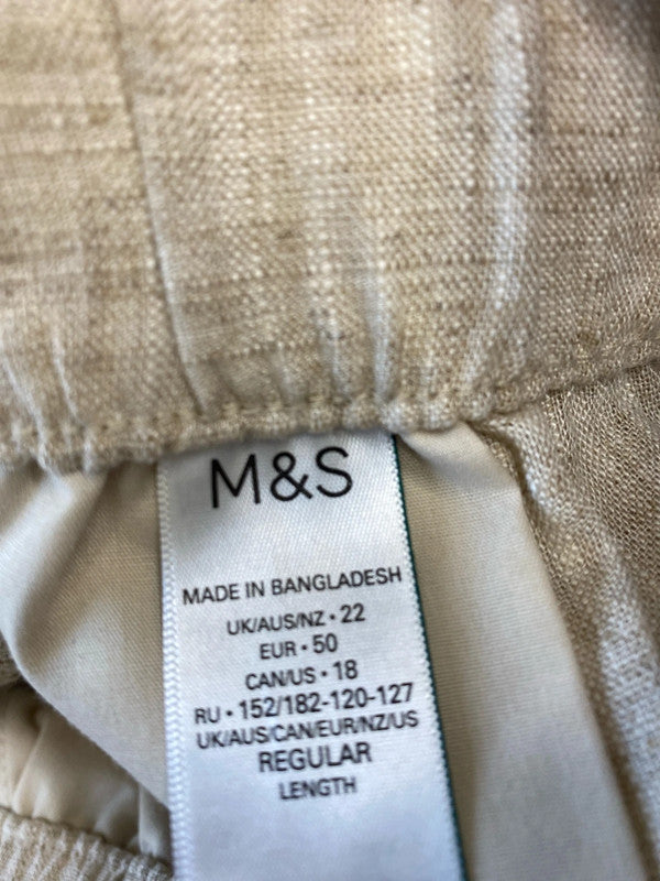 Fabulous linen natural flax shorts drawstring waist Uk22 RM002