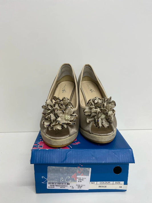 Zanni & Co champagne wedge occasion or events shoe Uk5 Eur 38 GK002