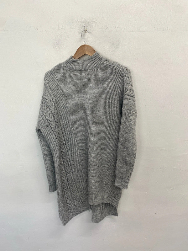 Stunning river island grey knit longline sweater UK M GW001