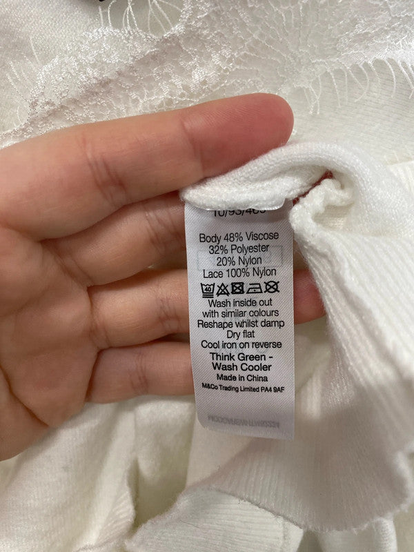 M&Co Elegant White Lace Detail Jumper UK 16 LR002