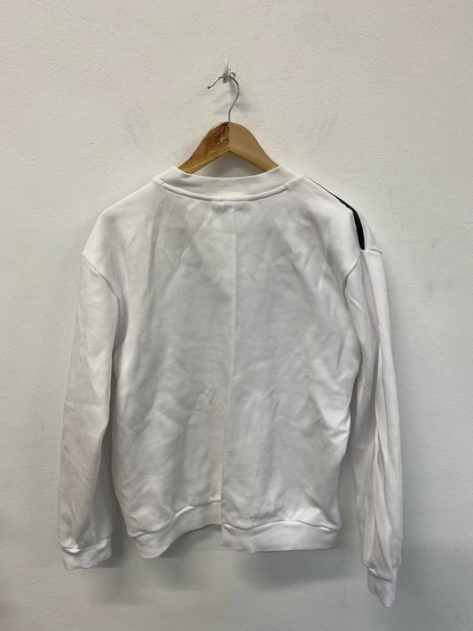 Adidas Sporty White & Black Graphic Logo Sweatshirt Size M KN002