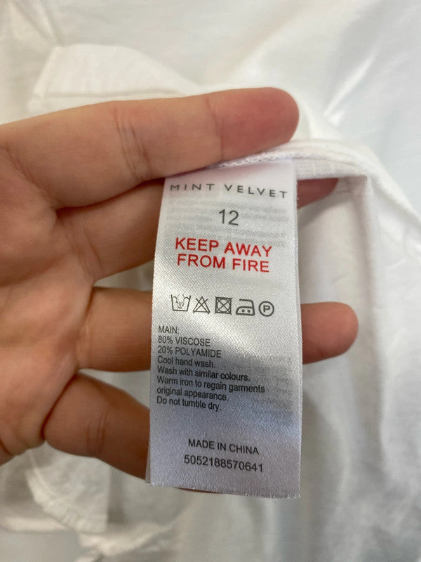 Mint Velvet Chic White Tie Back Shirt UK 12 CJ001