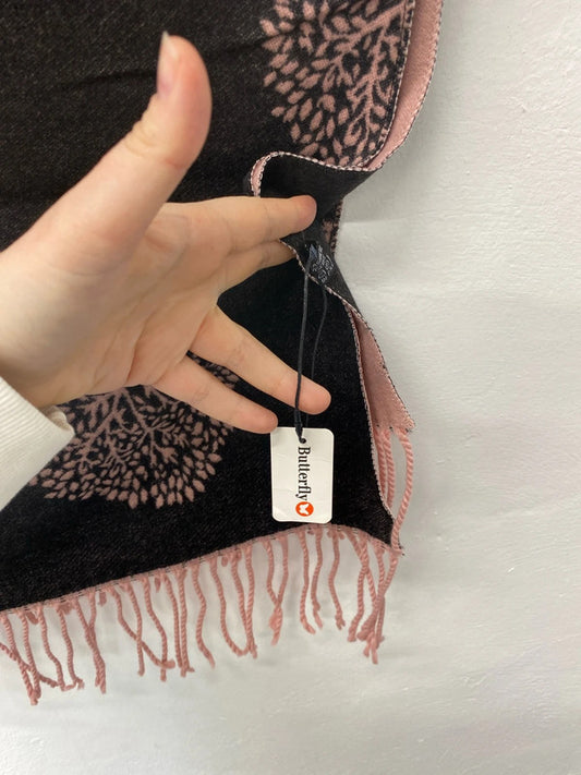 Butterfly Gorgeous Grey & Blush Cashmere Blend Tree Pattern Scarf SS004