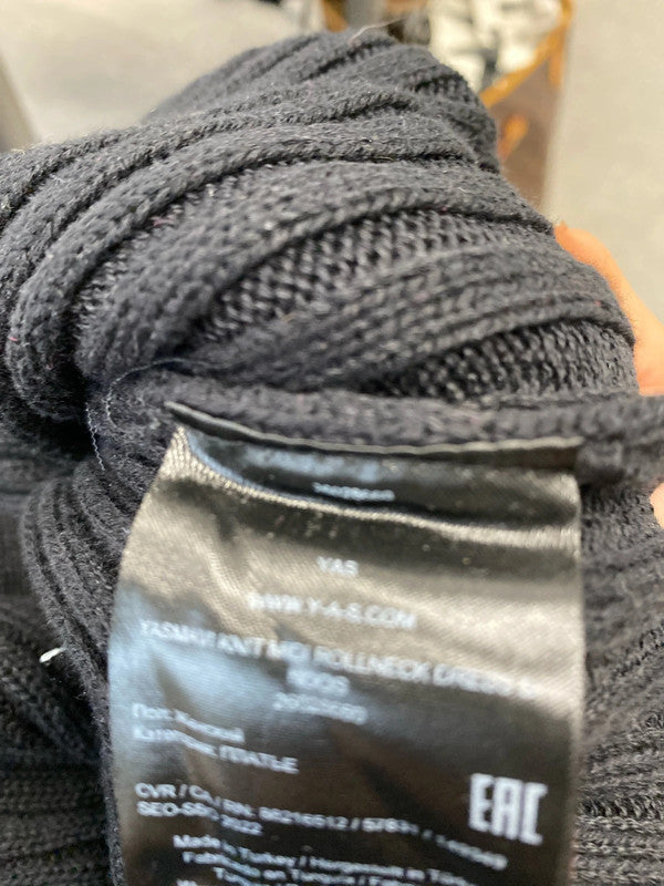 Fabulous YAS black ribbed turtle neck long jumper Dress UkL KS002