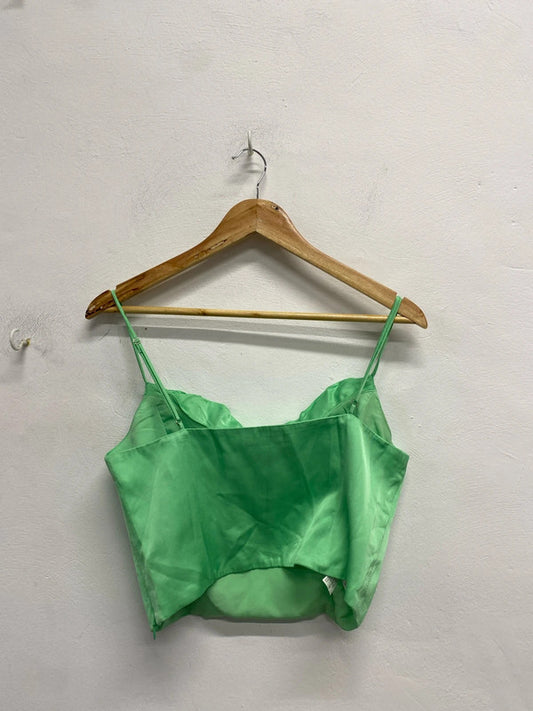 Lovely Zara boned mint green corset crop top UK L KS002