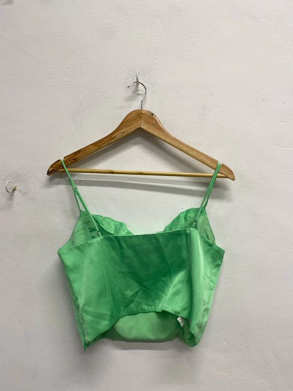 Lovely Zara boned mint green corset crop top UK L KS002