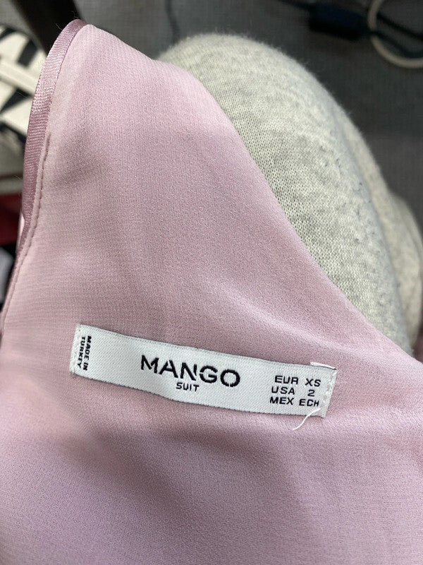 Lovely mango pink satin look slip dress UK XS AE001