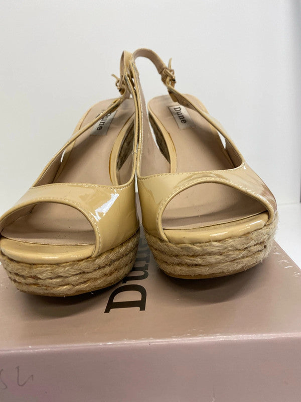 Fabulous Dune leather & rafia wedges UK6 nude NN001