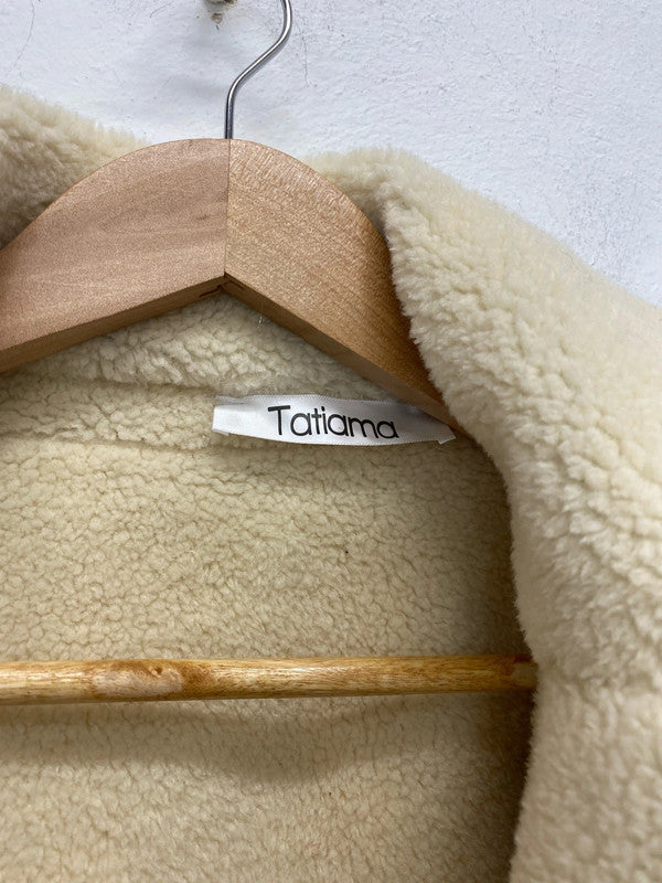 Tatiama Stylish Layered Denim Fleece Jacket Size S AE001