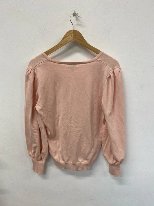 Wallis Elegant Pink Flower Accent V Neck Jumper Size M LR002