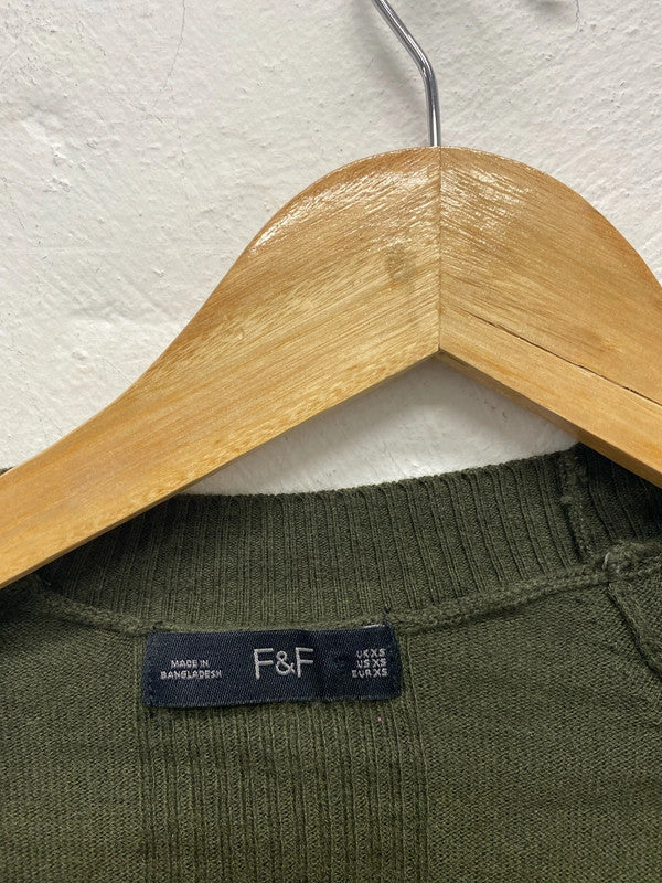 Fabulous recycled plastic F&F khaki Green olive cardigan UkXS MA003