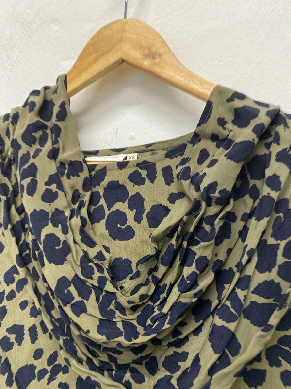 Fabulous Masai animal print khaki tunic & scarf Uk XS oversized LD001