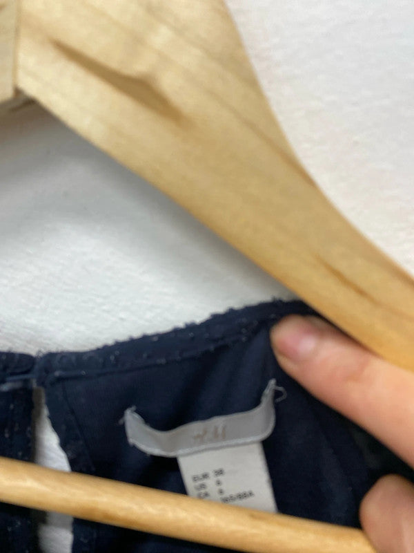 Fabulous Navy floaty romantic lightweight dress Uk10 H&M JM005